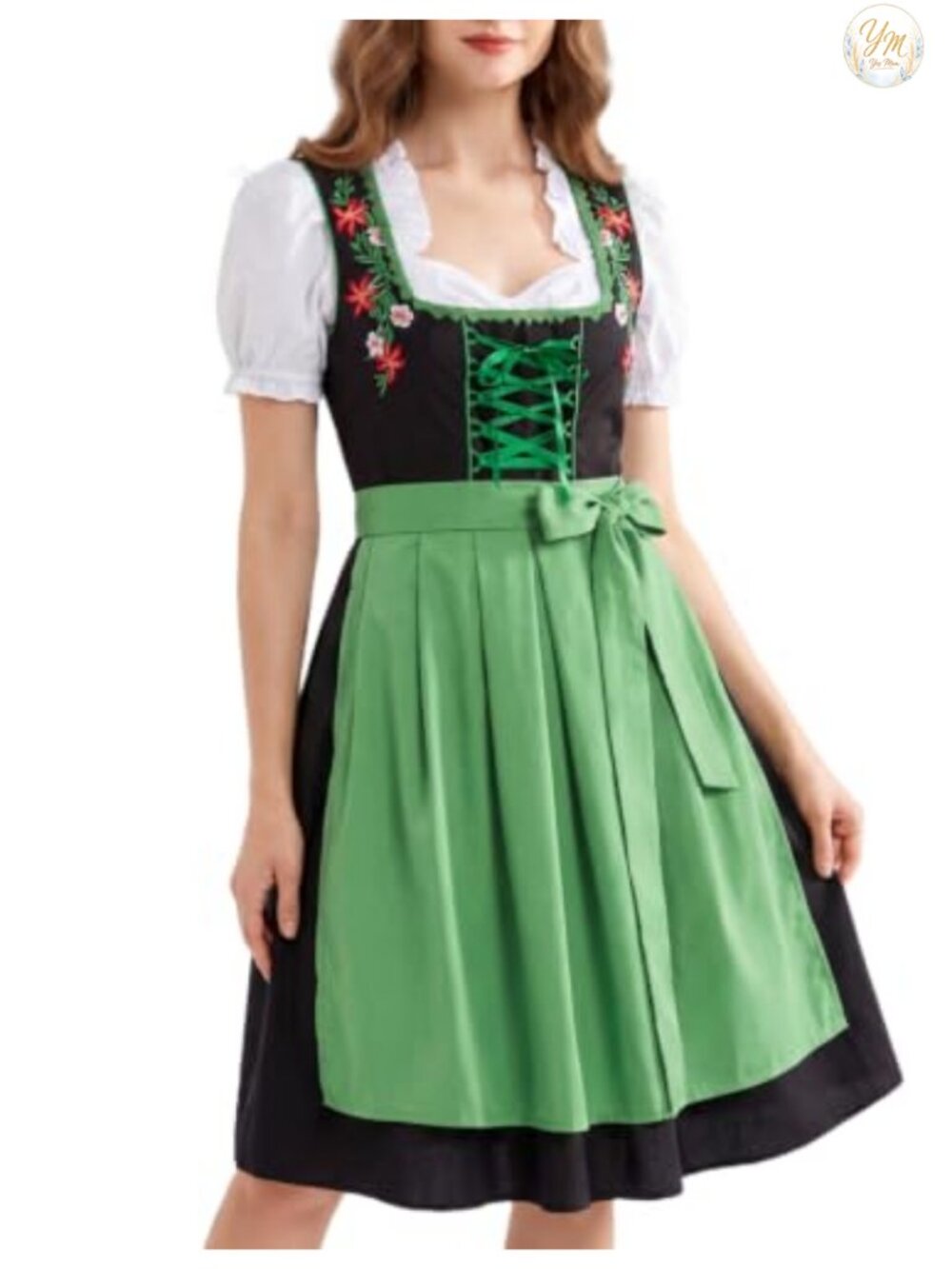 3 Piece Embroidered Dirndl Dress Set Oktoberfest Bavarian Costume